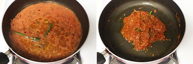 cooking tomato mixture till thick