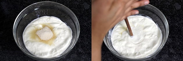 beat yogurt and sugar till smooth