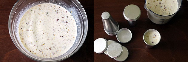pour the kulfi mixture into moulds