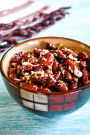 Rajma sundal in a bowl with napkin in the back.