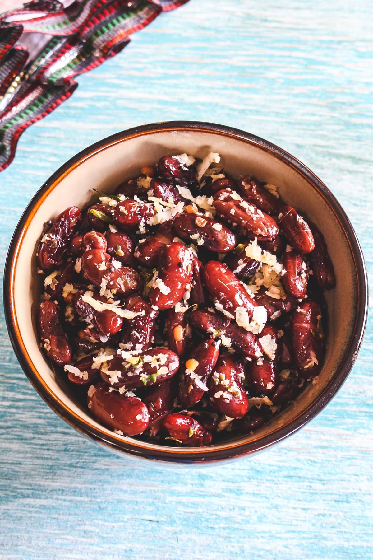 Rajma sundal served in a bowl.