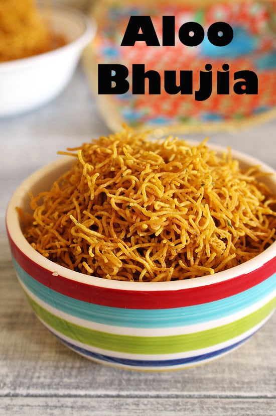 Aloo bhujia served in a bowl.