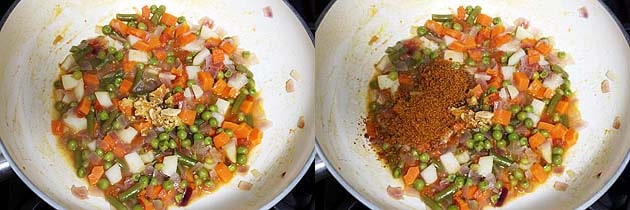 adding jaggery and bisi bele bath powder