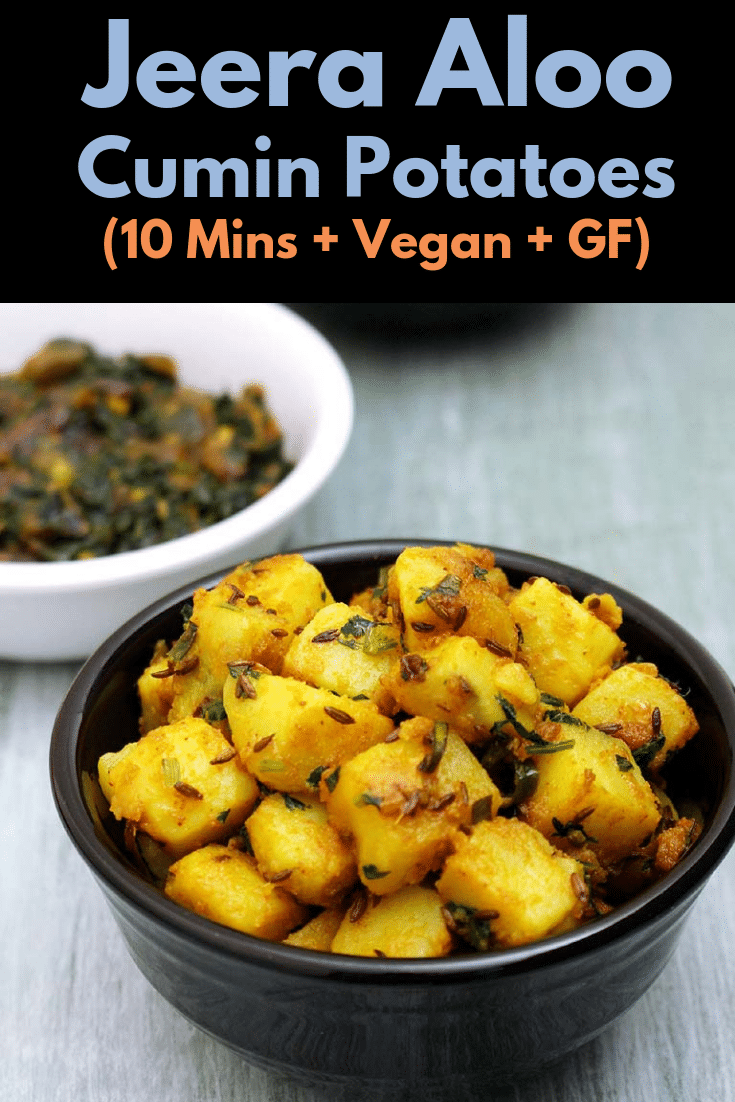 Learn how to make Jeera Aloo Recipe with step by step photos - This is no onion no garlic recipe. This is nothing but indian style cumin seeds flavored potatoes made with very minimal spices. This is vegan and gluten free Indian dish. This can be made with baby potatoes or regular potatoes. #vegan #indiandish #gultenfree #potatoes #indianfood