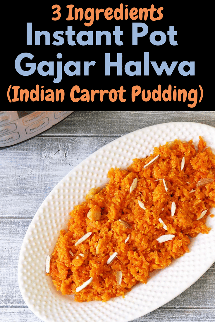 Make this easy, quick and delicious carrot halwa in an instant pot on special occasions or festivals. This instant pot carrot halwa is made with condensed milk. #desserts #instantpot #carrotpudding #indiandesserts #diwali