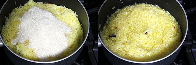 Meethe Chawal Receita (Zarda de Arroz ou de Pulao) Amarelo Arroz Doce