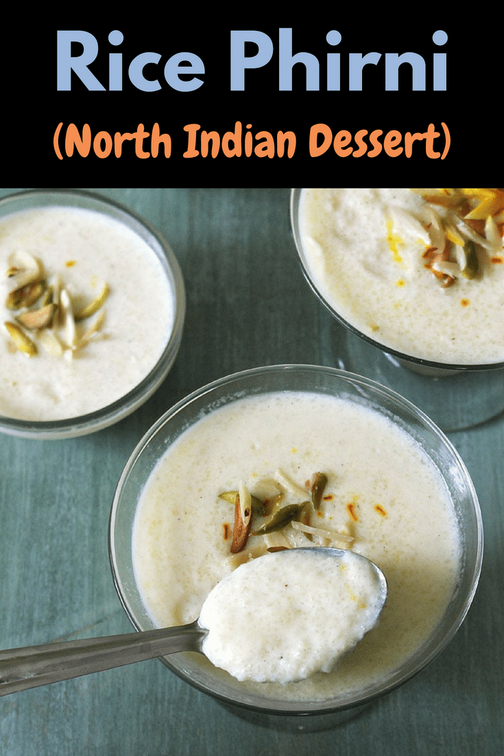 This rice phirni is the traditional Indian dessert and made during festivals like Diwali, Raksha bandhan, karwa chauth. This creamy, rich, super yum and easy to make phirni is nothing but ground rice sweet pudding garnished with almonds, pistachios, rose petals and saffron. #phirni #indiandesserts #pudding #diwali #desserts