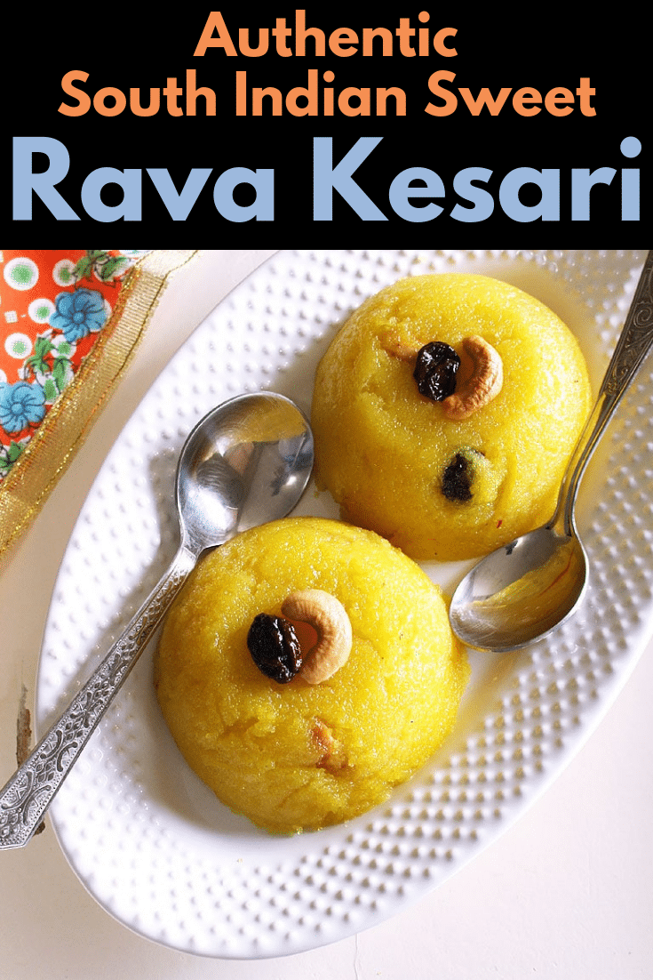rava kesari is one of the popular authentic south indian sweets. This is like sweet semolina pudding. This name rava kesari is in Tamil and Telugu language. It is known as kesari bath in Karnataka. Here I have used only water, but you can make it with milk too. Learn how to make rava kesari with step by step photos. #indiandessert #sweet #dessert #pudding