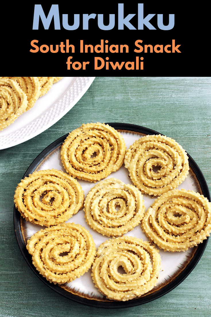 make this rice murukku recipe for this diwali festival. These murukku are made with rice flour and urad dal flour. It is enjoyed as a snack with tea or coffee. Learn how to make murukku or murukulu with step by step photos. #diwalirecipe #snack #southindian #vegetarian #riceflour