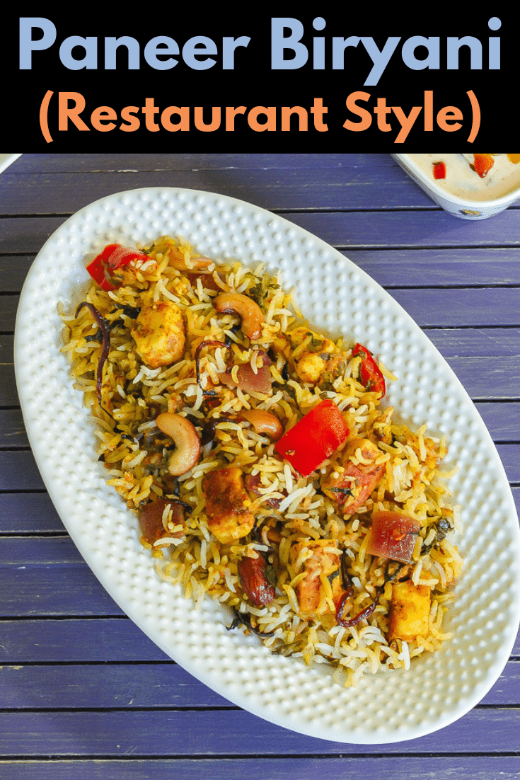 pinterest image for Paneer Biryani Recipe