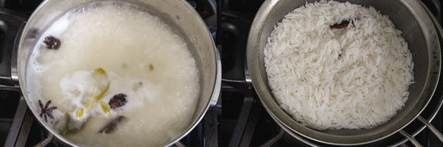 Cooking basmati rice for paneer biryani