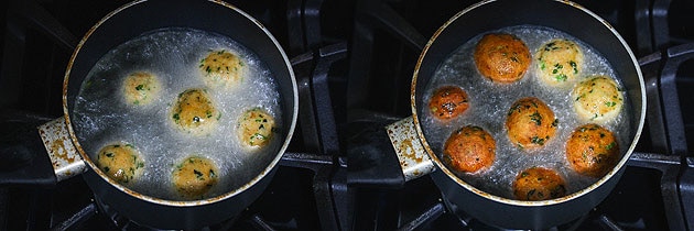 frying kofta balls for paneer kofta recipe