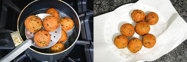 paneer kofta are fried and ready to add into gravy