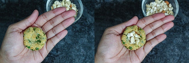 stuffing the kofta ball with nuts