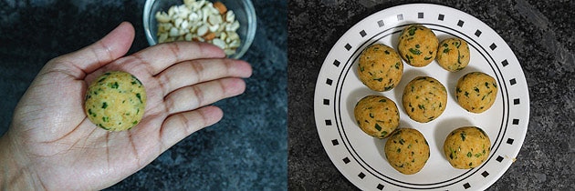 shaping the kofta balls for paneer kofta curry