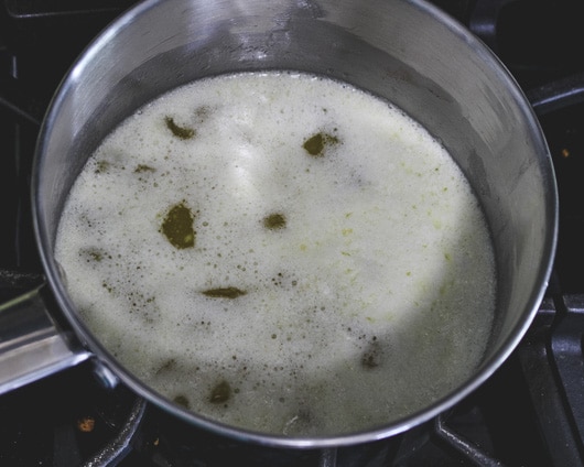Melted butter starts simmering