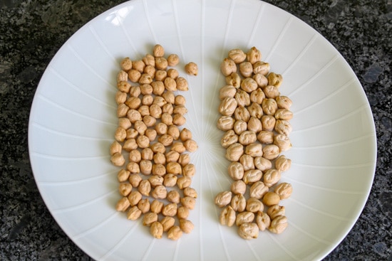 Size difference in two different brands of chickpeas