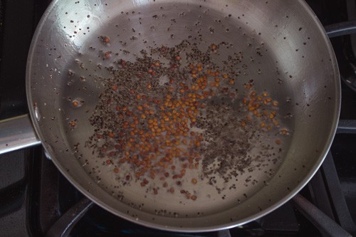tempering mustard and fenugreek seeds