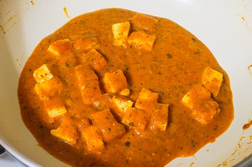 Paneer makhani gravy in a pan