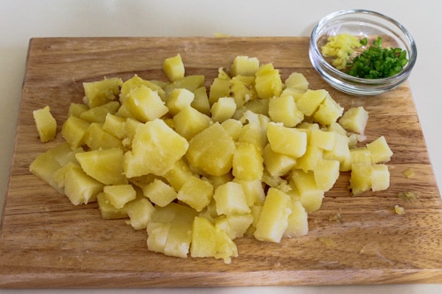 boiled, cubed potatoes for aloo bhaji