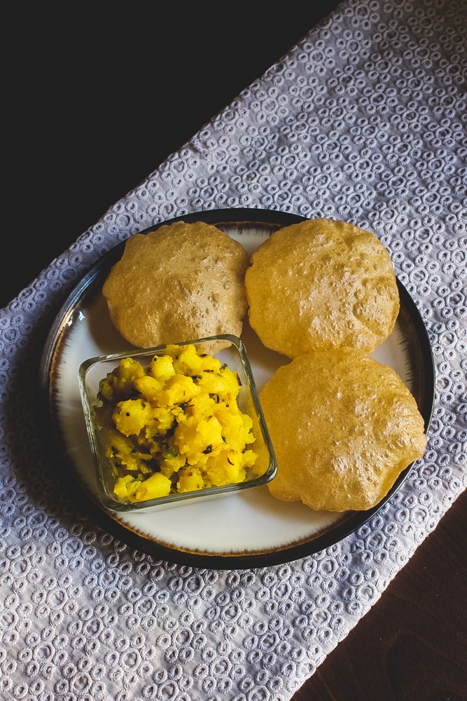 Poori Bhaji served in a plate