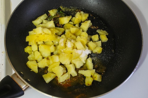 boiled potatoes and salt added