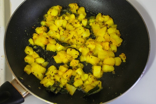 aloo bhaji cooked for few minutes