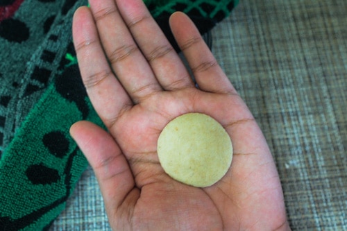 flattened disc of the dough