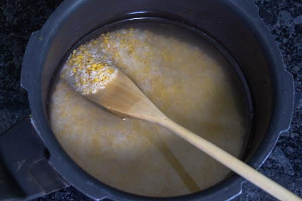 water added to dal-rice mixture