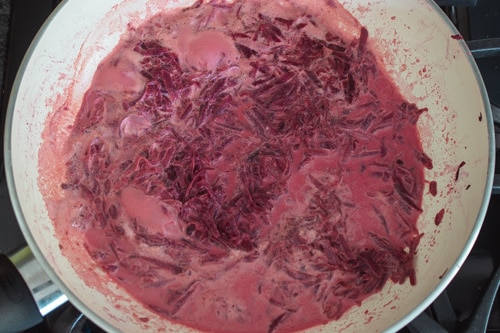 beetroot cooking in the milk