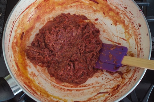 thick beet and milk mixture