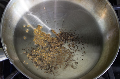 tempering mustard and cumin seeds