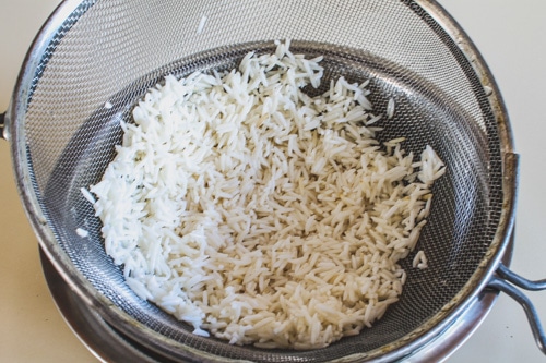 drained, soaked rice