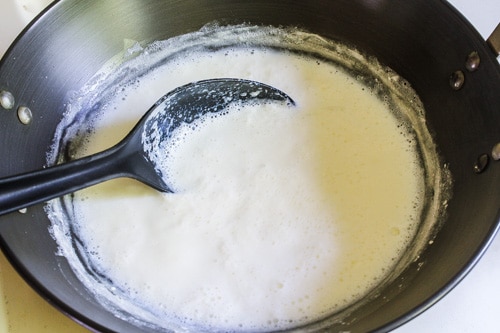 simmering milk for lauki kheer