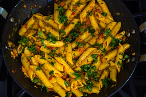 garnishing with cilantro