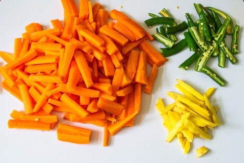 carrot, green chilies and ginger chopped