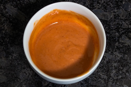 mixture of red chili sauce, ketchup and yogurt