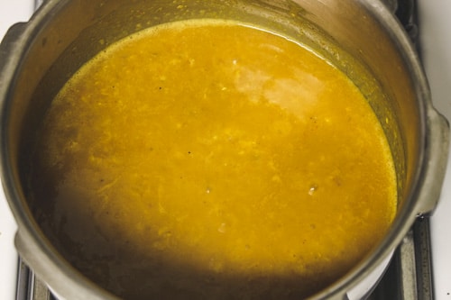 simmering the dal tadka