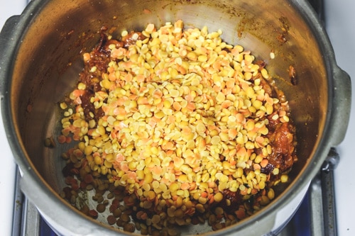 adding washed dal