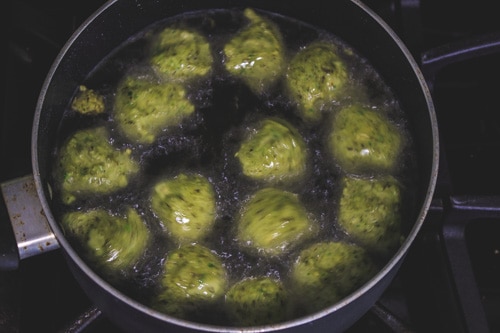 frying dal vada