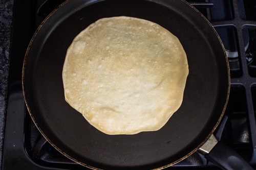 partially cooking roti