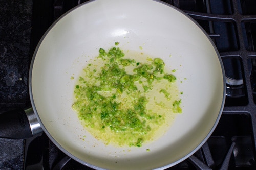 saute ginger, garlic, green chili paste