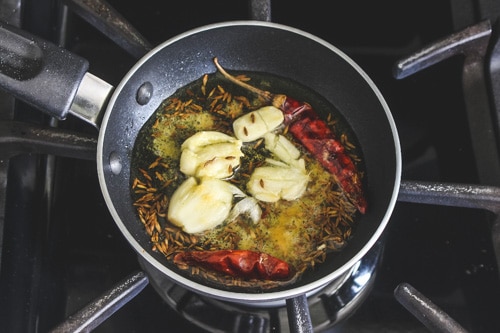 adding hing to the tadka