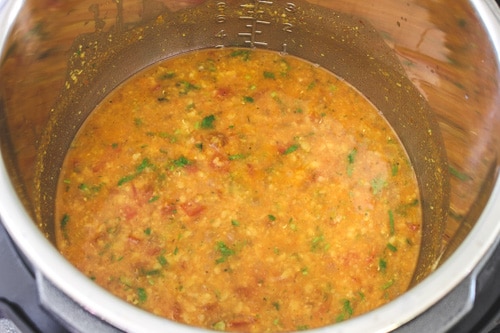 simmering the dal tadka in instant pot