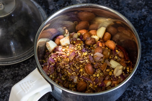 roasted paste ingredients in a mixer jar