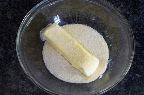 butter and sugar in a bowl