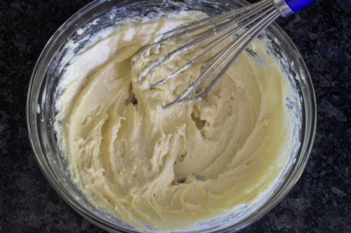 whisked, smooth butter, sugar mixture
