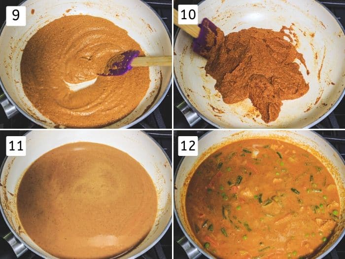 collage of making veg kolhapuri recipe pics