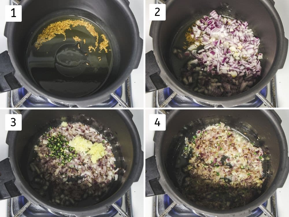 collage of cooking onion pics