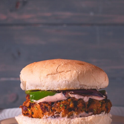 Kidney bean burger in a plate.